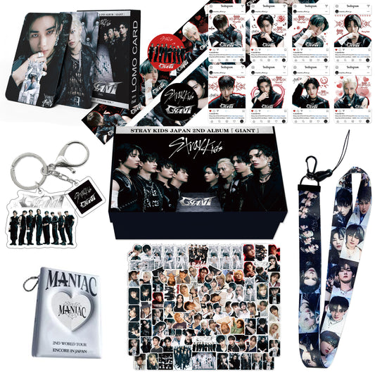 Stray Kids Giant Gift Box - Album Merch Gift Box Set with Card Book 55 PCS Photocards 95 PCS Stickers Keychian Lanyards Gifts for SKZ Fans