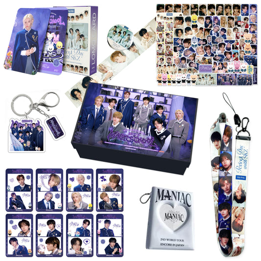 KPOP Stray Kids Magic School - Album Merch Gift Box Set with Card Book 55 PCS Photocards 95 PCS Stickers Keychian Lanyards Gifts for SKZ Fans